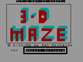 3D Maze title screen for ZX Spectrum
